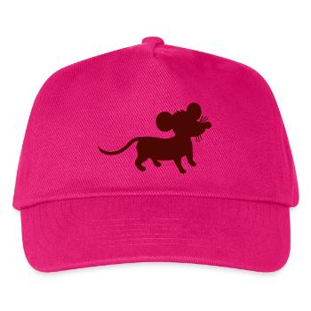 Maus Mäuschen Süße Kleine Ratte Nager Silhouette - Kinder Basecap - Fuchsia - Vorne