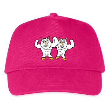 2 hiboux bodybuilders muscles biceps poses gym rat - Casquette de baseball Enfant - fuchsia - Devant