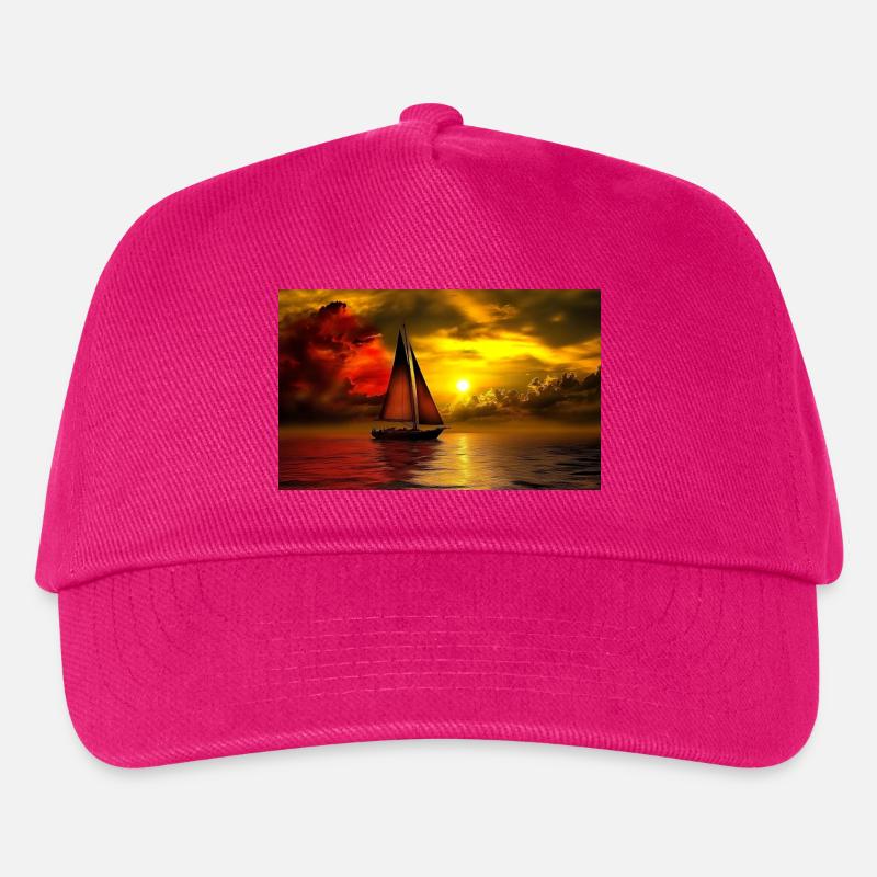 Sailboat at sunset - Kids’ Baseball Cap - fuchsia