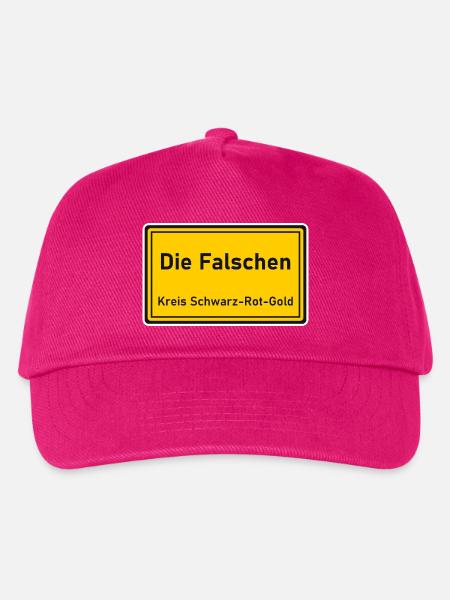 Ortsschild Die Falschen - Kreis Schwarz-Rot-Gold - Kinder Basecap - Fuchsia