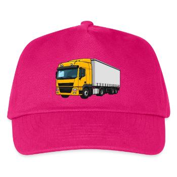 Gelber Lastwagen Illustration - Kinder Basecap - Fuchsia - Vorne