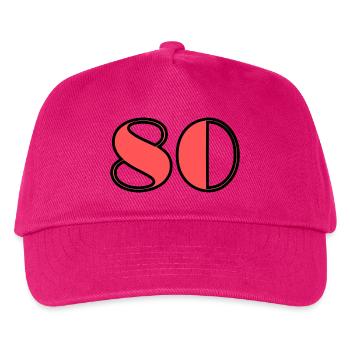 80 JAHRE. 80-JÄHRIGES JUBILÄUM. GEBURTSTAG 80 JAHRE. 80 - Kinder Basecap - Fuchsia - Vorne