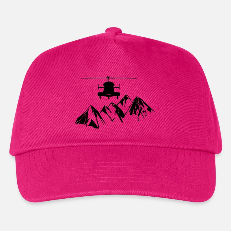 Helikopter mit Bergen - Kinder Basecap - Fuchsia