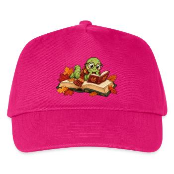 Niedlicher Bücherwurm im Herbst - Kinder Basecap - Fuchsia - Vorne