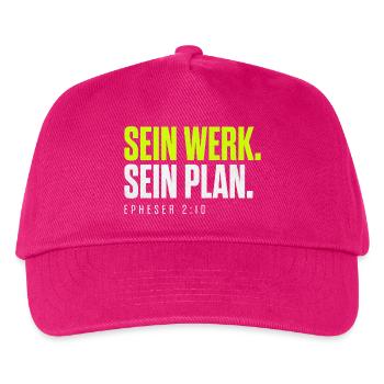 Sein Werk. Sein Plan. – Epheser 2,10 - Kinder Basecap - Fuchsia - Vorne
