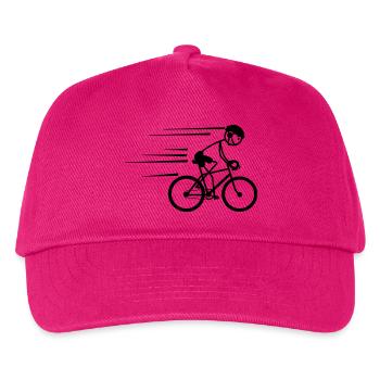 Radfahrer Stickman fährt hart mit Helm auf - Kinder Basecap - Fuchsia - Vorne