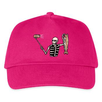 Fishing Skeleton Selfie Large - Kids’ Baseball Cap - fuchsia - Front