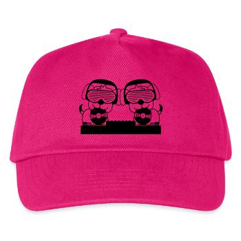 2 Hunde DJ Vinyl Schallplatte Club Disko Musik Duo - Kinder Basecap - Fuchsia - Vorne