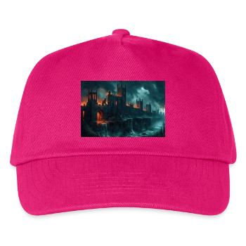 Poster Illustration Mittelalterliche Landschaft in Ruinen - Kinder Basecap - Fuchsia - Vorne