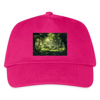Waldlandschaft Illustration Poster - Kinder Basecap - Fuchsia - Vorne