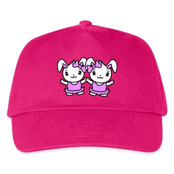 2 Bunnies Girl Pretty Bow Woman Bunny Small - Kids’ Baseball Cap - fuchsia - Front