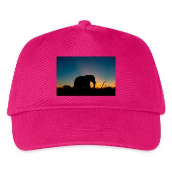 Silhouettenfoto eines Elefanten während der Goldenen Stunde - Kinder Basecap - Fuchsia - Vorne