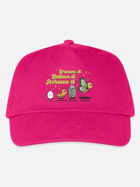 Chenille Schmetterling Schule Evolution Geschenk - Kinder Basecap - Fuchsia