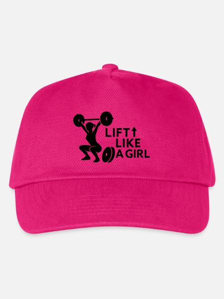 Heben Sie wie ein Mädchen Gewichtheben Silhouette - Kinder Basecap - Fuchsia