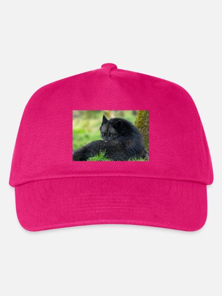 Schwarzer Wolf in Ruhe - Kinder Basecap - Fuchsia