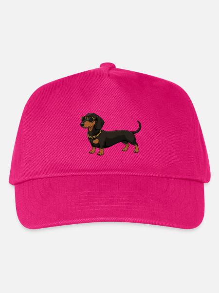Dackel mit Goldkette und Sonnenbrille - Kinder Basecap - Fuchsia