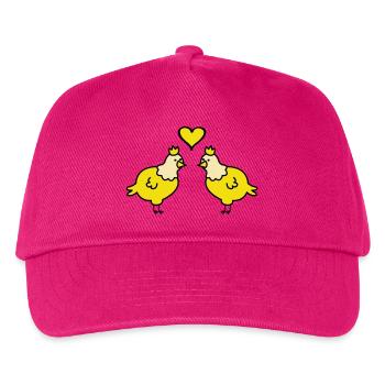 Twin Chickens Heart Pair - Kids’ Baseball Cap - fuchsia - Front