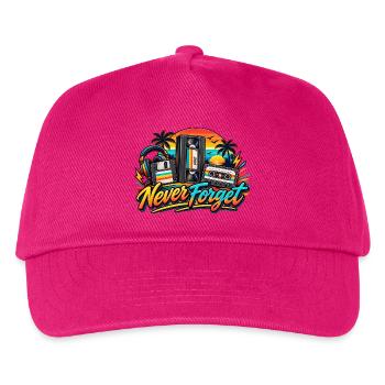 Retro Media Never Forget Vintage-T-Shirt - Kinder Basecap - Fuchsia - Vorne