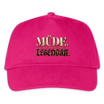 Müde. Aber legendär. Geschenkidee Nachteulen - Kinder Basecap - Fuchsia - Vorne