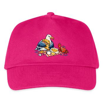 Möwe & Krabbe beim Strandpicknick – Küste - Kinder Basecap - Fuchsia - Vorne
