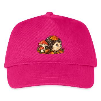 Herbstiger Igel mit Pilzen und Blättern - Kinder Basecap - Fuchsia - Vorne