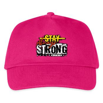 Stay Strong Never Give Up – Motivation Streetwear - Kinder Basecap - Fuchsia - Vorne