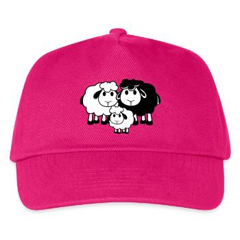 Familie Schaf 3 Papa Mama Eltern Kind Liebe Baby - Kinder Basecap - Fuchsia - Vorne