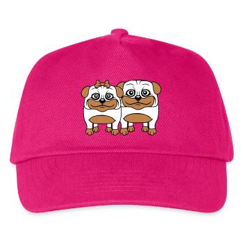 2 Dogs Pug Man Woman Couple Two In Love Love - Kids’ Baseball Cap - fuchsia - Front