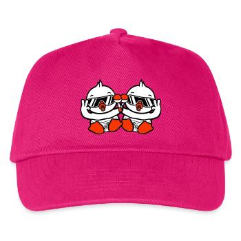 2 Vögel Baby Kind Rassel Windel Sonnenbrille Peace - Kinder Basecap - Fuchsia - Vorne