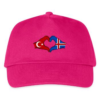 Türkei Island Flagge Hände Herzform - Kinder Basecap - Fuchsia - Vorne