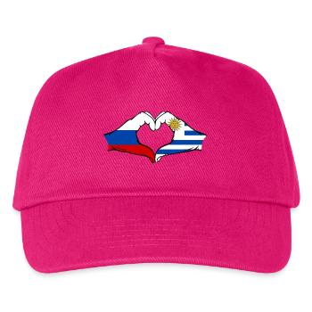 Russland Uruguay Flagge Hände Herzform - Kinder Basecap - Fuchsia - Vorne