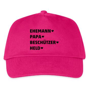 Ehemann, Papa Vater, Vati, Beschützer, Held (dh) - Kinder Basecap - Fuchsia - Vorne