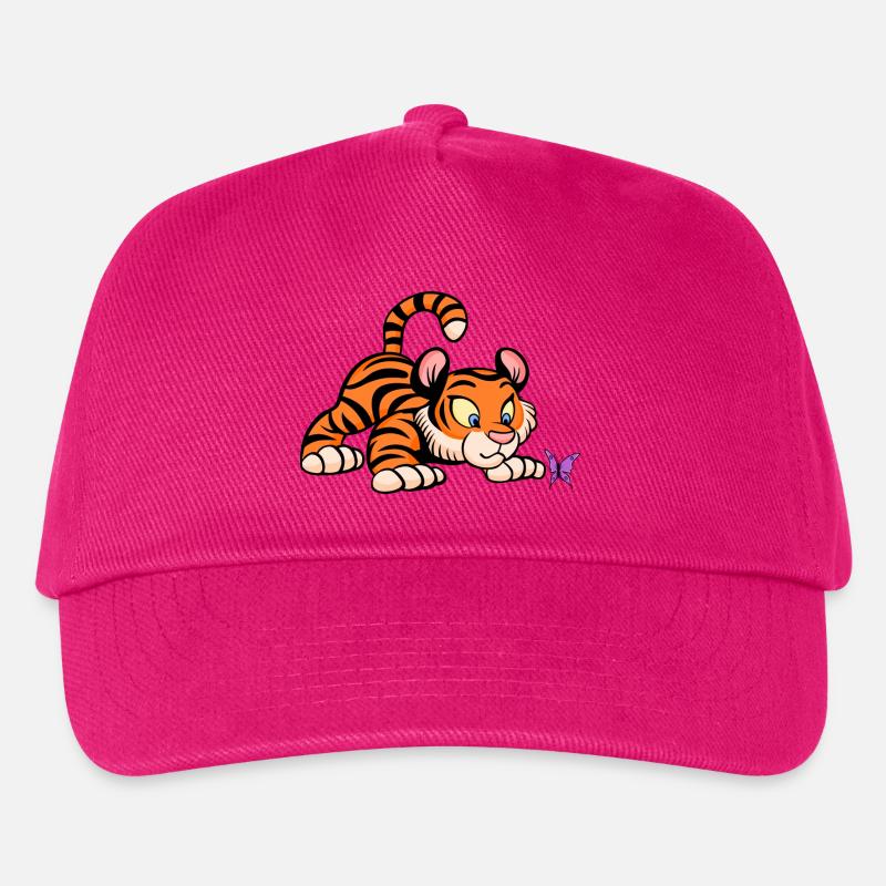 Baby-Tiger mit Schmetterling - Kinder Basecap - Fuchsia