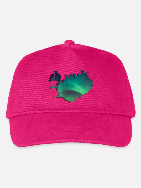Island Iceland Nordlichter Topographie Design - Kinder Basecap - Fuchsia