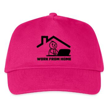 Arbeiten von zu Hause aus mit Strichmännchen hinter dem Laptop - Kinder Basecap - Fuchsia - Vorne
