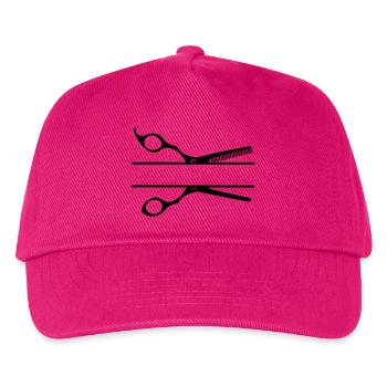 Text banner logo friseurkamm schere - Kinder Basecap - Fuchsia - Vorne