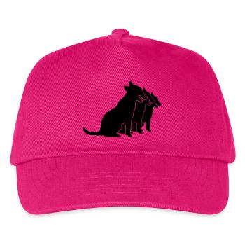 3 Hunde sitzen Team Crew Drei Freunde Silhouette - Kinder Basecap - Fuchsia - Vorne