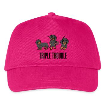 Triple Trouble Funny Dachshund Dogs Trio - Kids’ Baseball Cap - fuchsia - Front