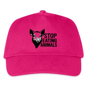 Schweinekopf Protest Stoppt Tieressen - Kinder Basecap - Fuchsia - Vorne