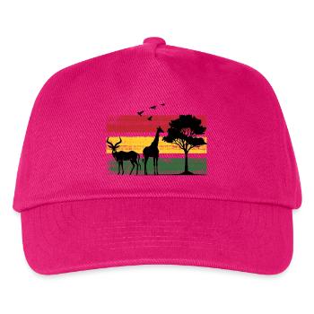 Afrika Safaritour Tiere Africa Five Urlaub - Kinder Basecap - Fuchsia - Vorne
