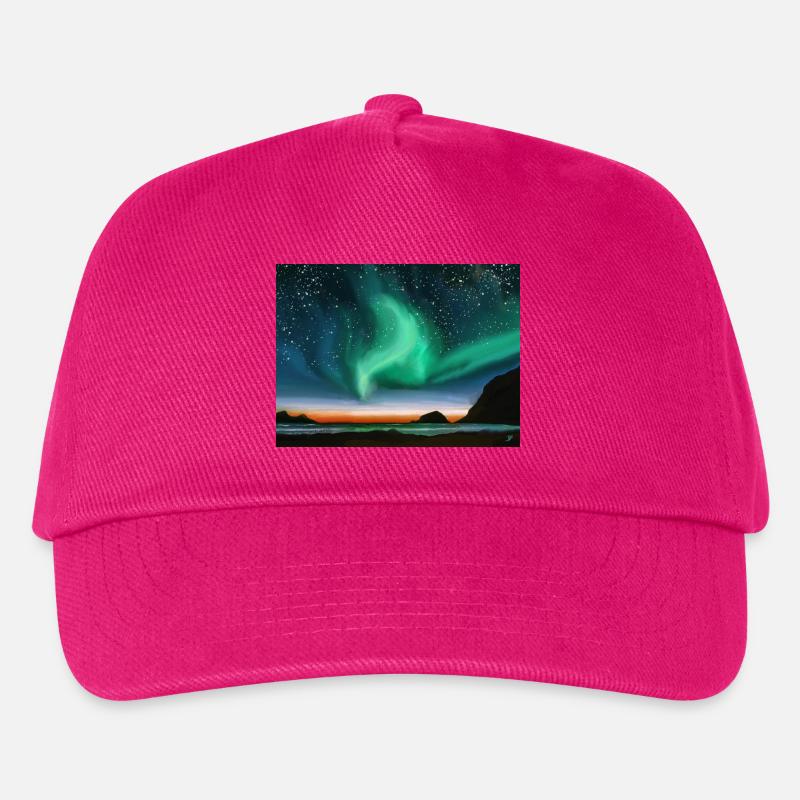 Nordlichter - Ölgemälde - Kinder Basecap - Fuchsia