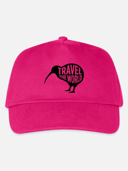 Kiwi Vogel Travel The World – Lustiges Reisen - Kinder Basecap - Fuchsia