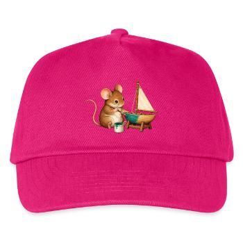 Maus baut ein Modellsegelboot - Kinder Basecap - Fuchsia - Vorne