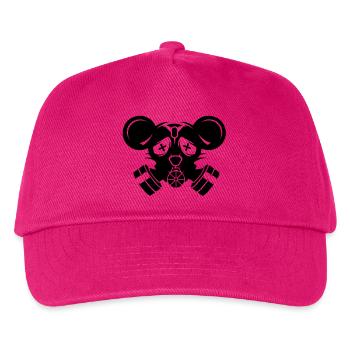 coole Gasmaske mit Mäuseohren - Kinder Basecap - Fuchsia - Vorne