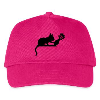 Blumenvase umstoßen freche Katze - Kinder Basecap - Fuchsia - Vorne