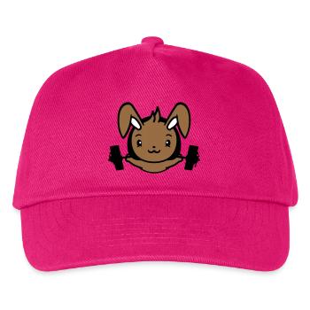 Hase Bodybuilder Gym Muskeln Stark Fitness Gewicht - Kinder Basecap - Fuchsia - Vorne