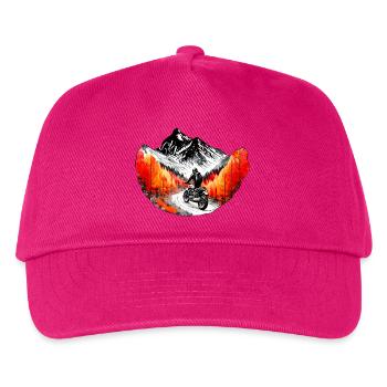Motorradfahrer in den Bergen im Herbst - Kinder Basecap - Fuchsia - Vorne