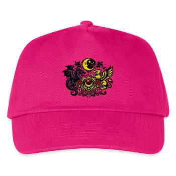 Drachen Phoenix Wappen in Lavendel Gold - Kinder Basecap - Fuchsia - Vorne