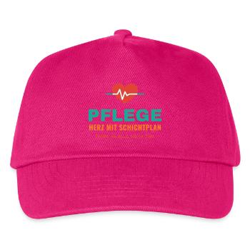 Pflege – Herz mit Schichtplan - Kinder Basecap - Fuchsia - Vorne