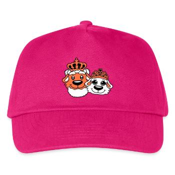 Zwei Hunde Krone König Königin Herrscher Majestät - Kinder Basecap - Fuchsia - Vorne